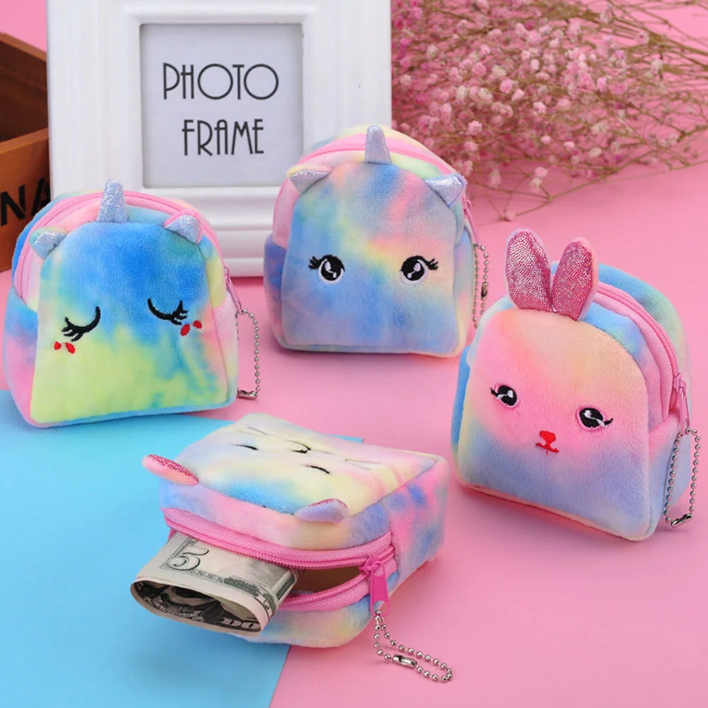 

4 Pcs Coin Purse Children's Handbag Girls Wallets for Cat Unicorn Change Storage Bags Cartoon