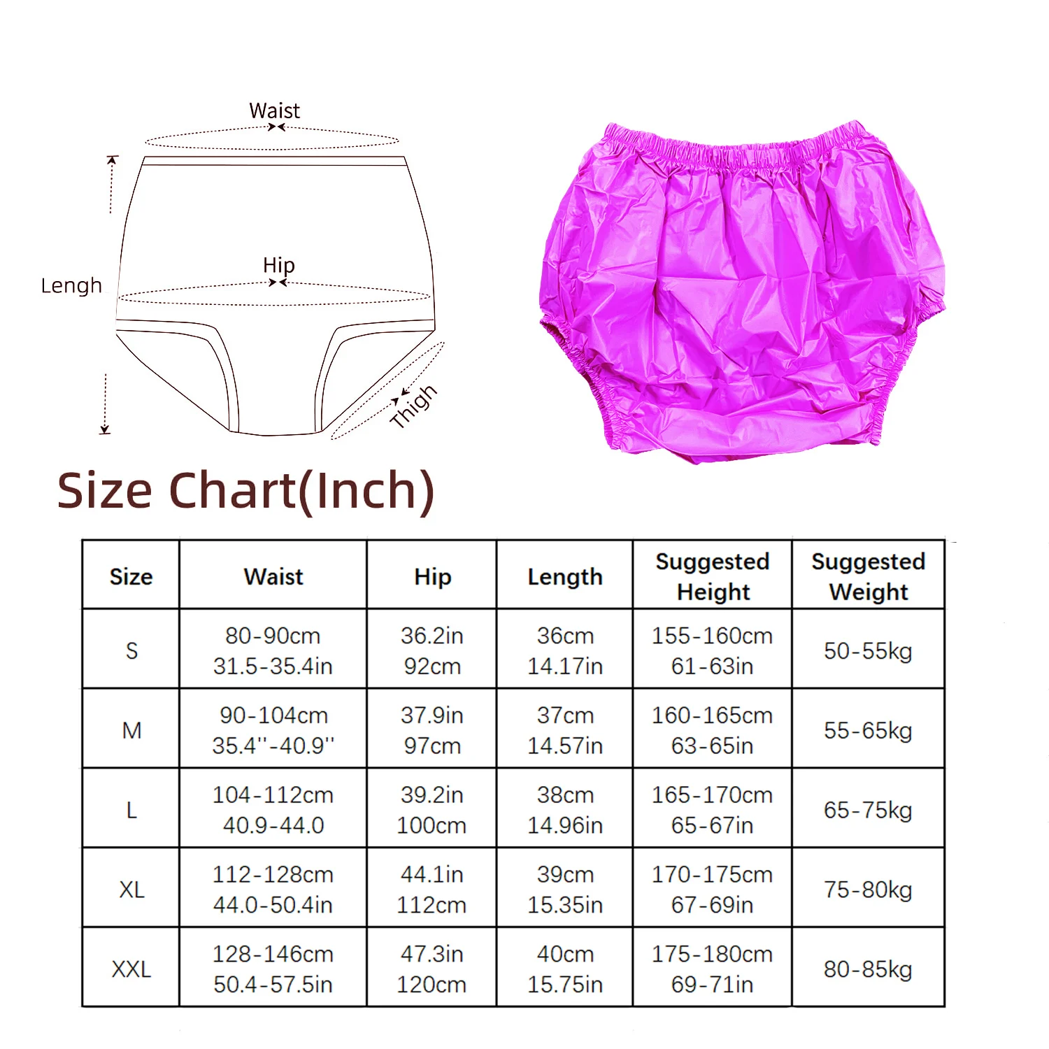 ملابس داخلية مضادة للتسرب للبالغين من أجل سلس البول، غطاء حفاضات للبالغين قابل للغسل منخفض الضوضاء وقابل لإعادة الاستخدام، سروال بلاستيكي أرجواني #6