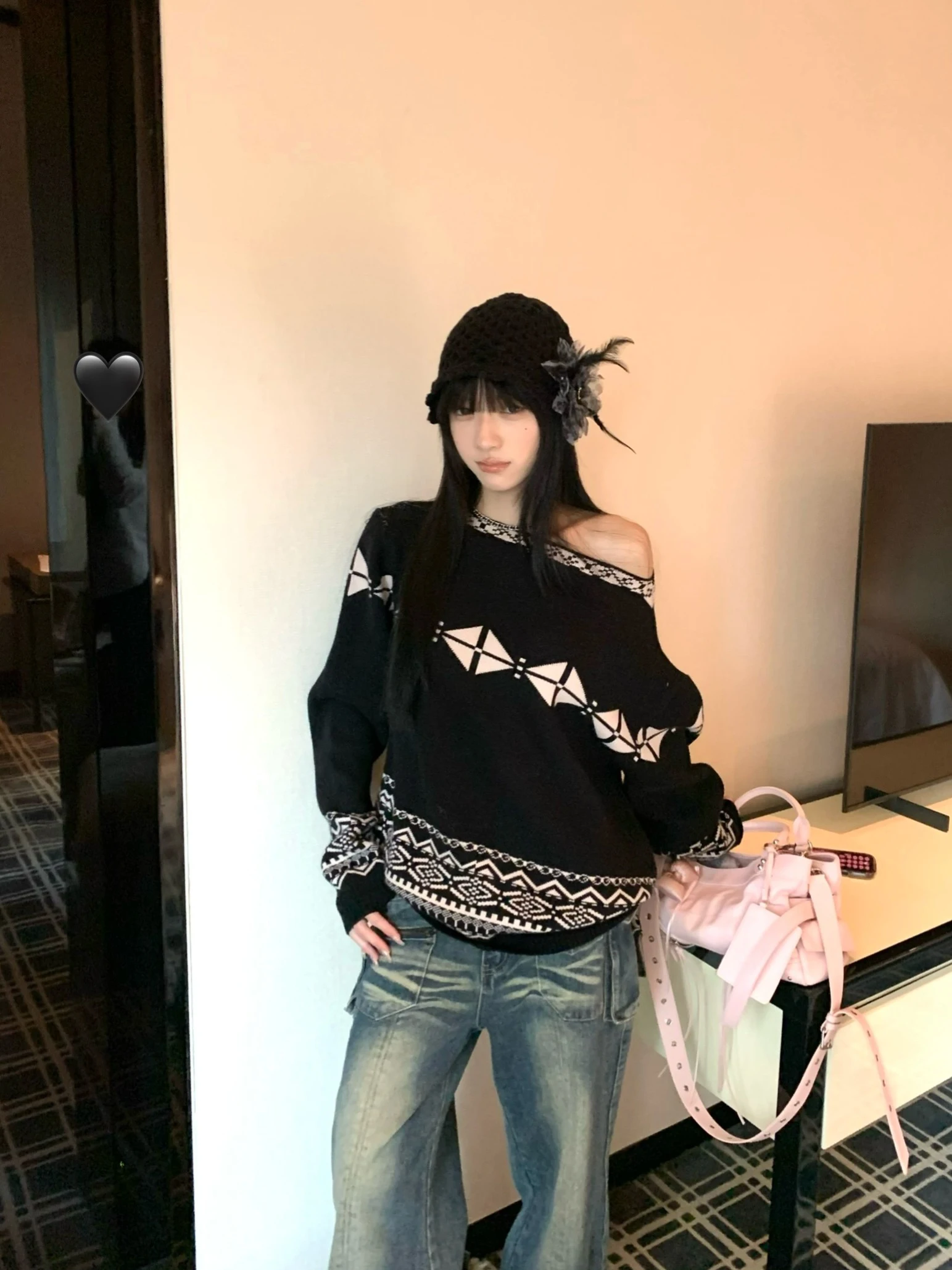 

Retro Korean Sle Long Sve Loose Casual Sexy Sweater Women's Faion Autumn New Sle Versatile Sexy Top