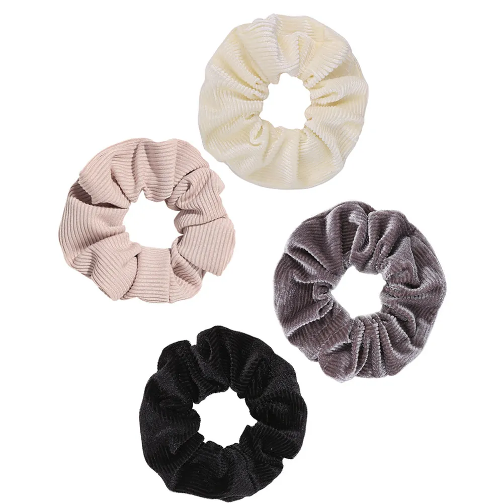 

4Pcs Corduroy Hair Scrunchies Elastic Ponytail Holders Soft Hair Ties Cute Decorative Women Accessories Ponytail Holders