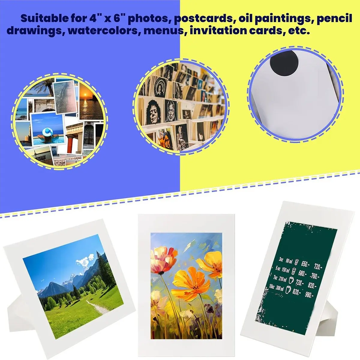 &A11I 30 Pack Paper Picture Frames for 4 x 6Inch Photos, Standing White Cardboard Photo Frames with Easel DIY Crafts Frame