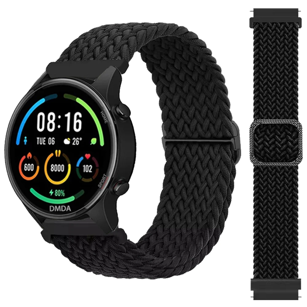 20 22mm Elastic Bracelet Band for Xiaomi Watch Color 2/S3/S1 Pro/S2 46mm 42mm Braided Nylon Strap for Huami Amazfit Bip/GTS/GTR