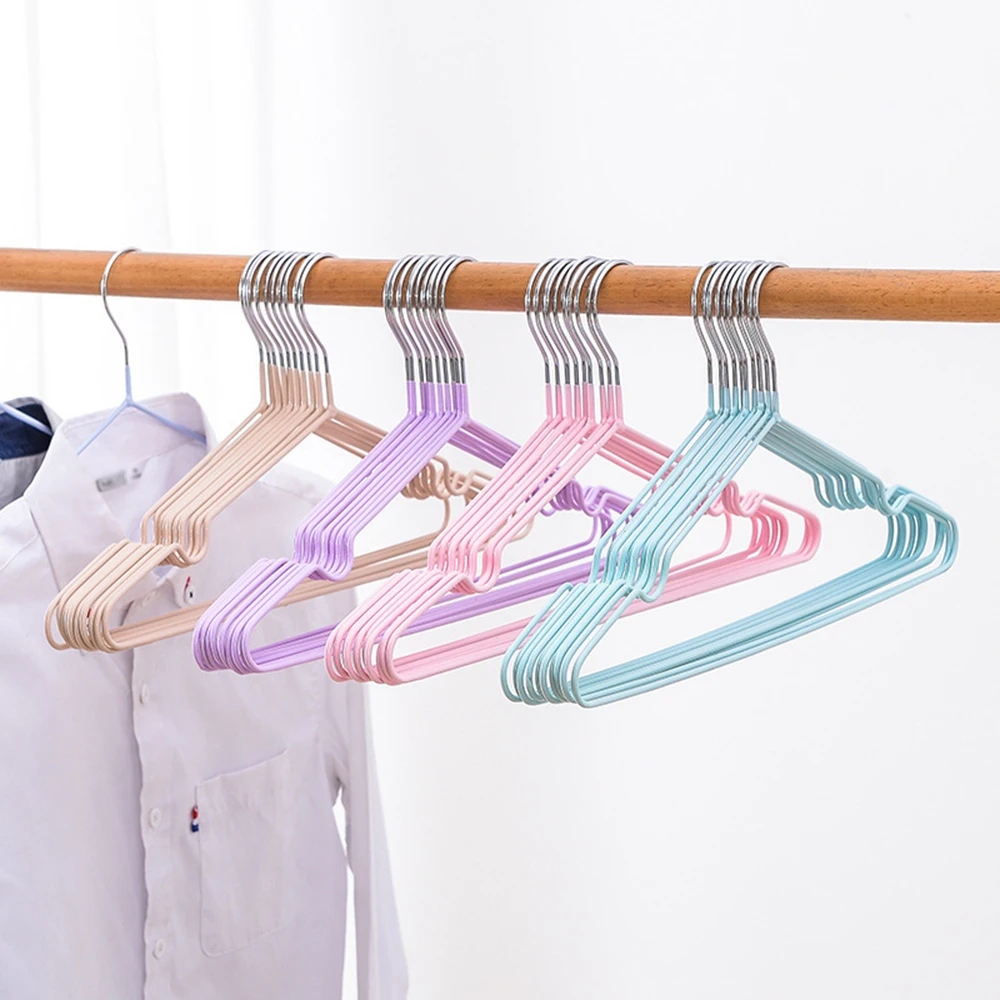 10/20pcs Metal Traceless Adult Clothes Hangers Clothing Coat Storage Rack Drying Clothesline No-slip Hanging Wardrobe Organizer