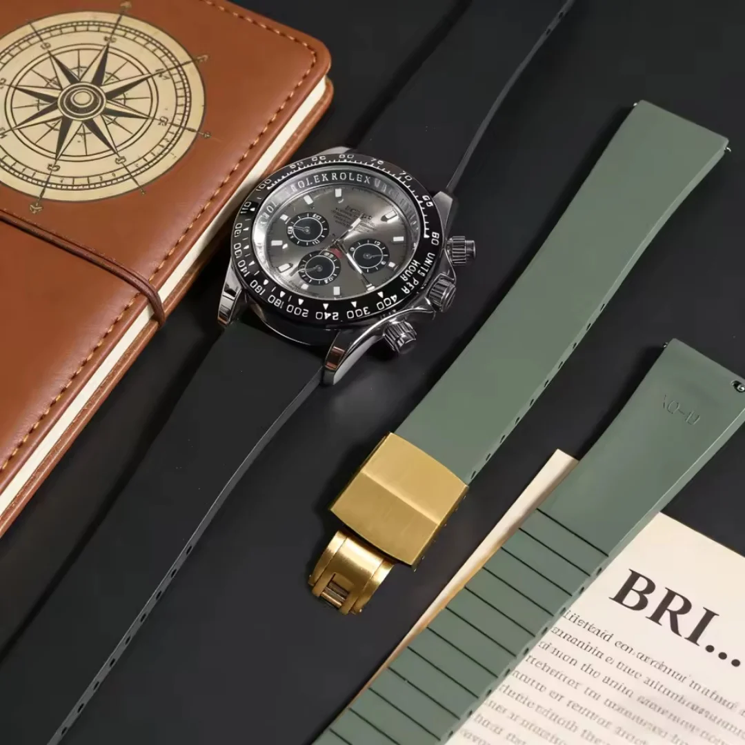 

New Design CTS Fluororubber Watch Strap 18mm 20mm 22mm 21mm Quick Release Butterfly Buckle Watch Bands FKM Strap For Cut To Size