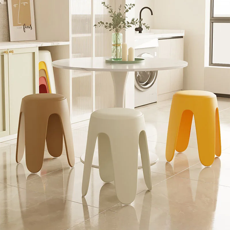 

Household Plastic Stool Thickened Stackable High Stool Living Room Dining Chair Footstool Seating Chairs For Bedroom Office Home