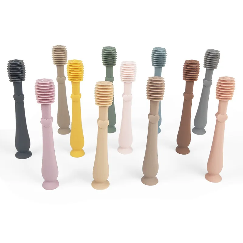 Spazzolino in silicone per neonati 0-1 anni, strumento per la pulizia dei denti e della lingua, accessorio orale per la cura dei denti dei bambini