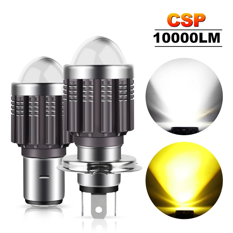 1pcs H4 BA20D P15D LED Moto Motorcycle Headlight  Lens Yellow Hi Lo Lamp Motorbike Headlight Lamp