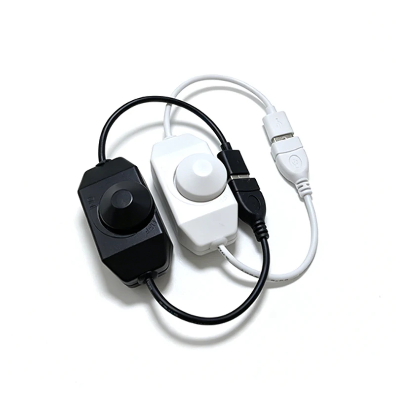 5V USB Knob Stepless Dimmer Controller Single Channel Brightness Adjust for 5050 2835 LED Strip Light