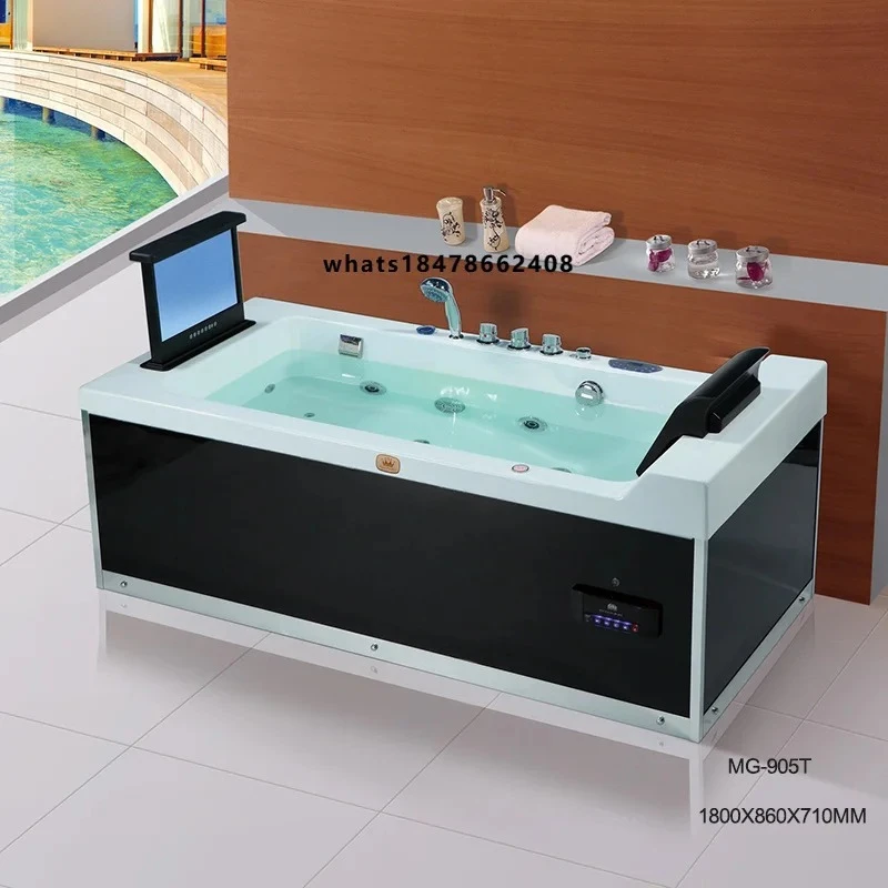 Acrylic Whirlpool Spa Led on the Bottom Rectangular Bathtub with Soaking Function for Hotel Use and with DVD Watch  MG-905T