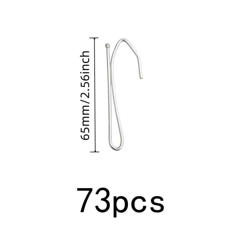 Smooth Sliding Hook Silver Iron Drapery Pins 73 pcs, perfect for Bedroom Window Drapery, Silver Iron Material