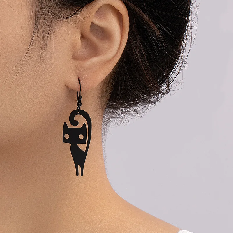 Halloween Gothic Hollow Dark Black Cat Earring for Women Fashion Creative Pumpkin Ghost Claw Earrings Festival Jewelry Gifts