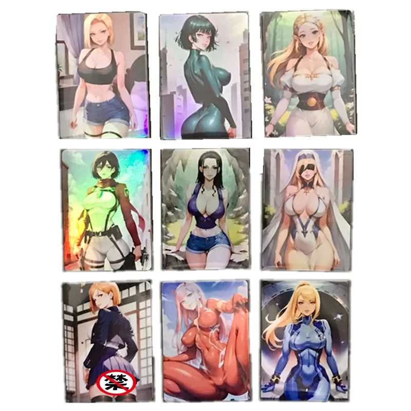 9Pcs/set Homemade Anime Card Dragon Ball Android No. 18 One Piece ACG Goddess Sexy Nude Card Toy Gift DIY Game Collection Card