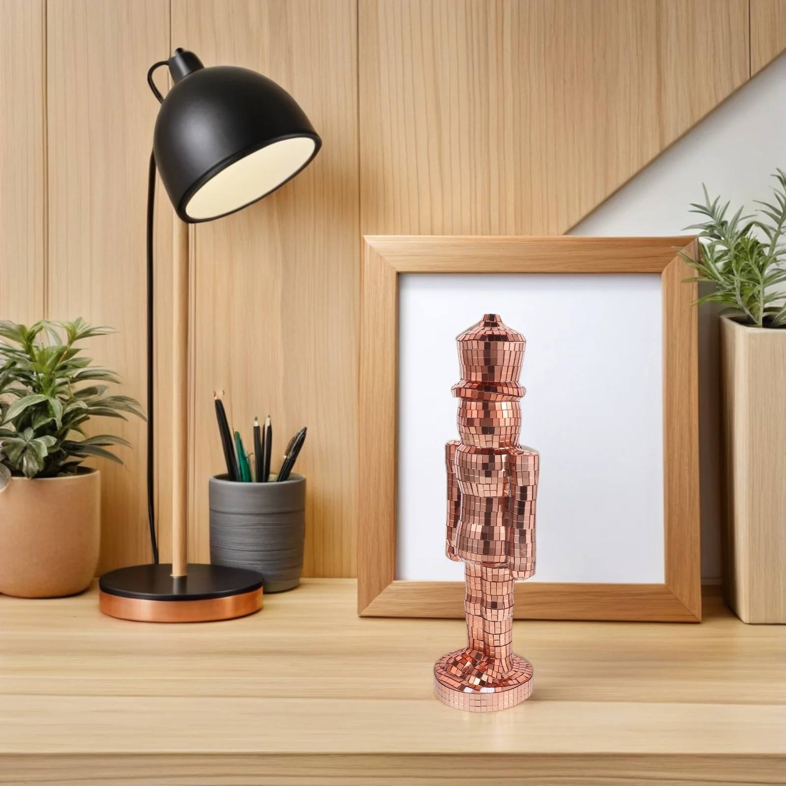 

40Cm Disco Nutcracker Statue Sparkling Glass Christmas Decor for Tabletop Fireplace Mantel Holiday Home Decoration