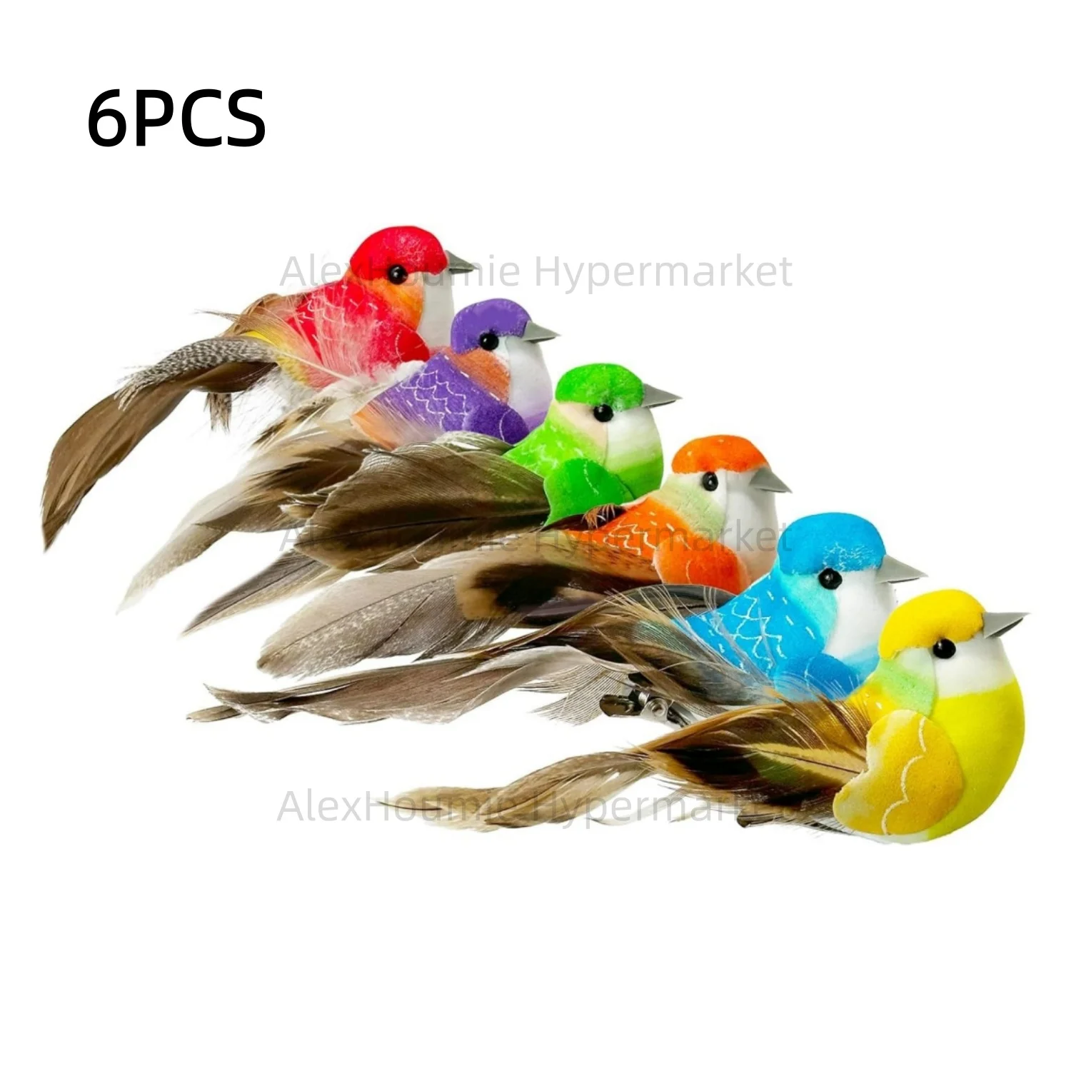 6PCS Artificial Birds Doves Simulation Foam Feathered Artificial Birds Clip Claw On Ornament for Christmas Decorations Wedding