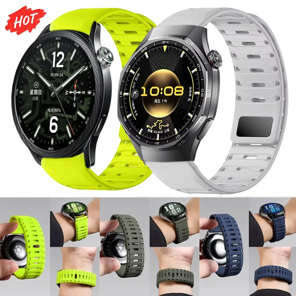 22mm Silikonarmband für Xiaomi 5-S5-S4 Sport Magnetisches Atmungsaktives Armband für Huawei GT6/5 Pro 46mm/GT Runner 2/Ultimate 2