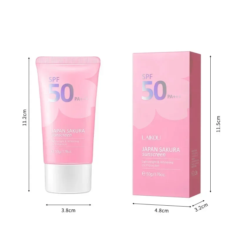 LAIKOU Japan Sakura Sunscreen SPF 50+ Soothing Hydrating Sunscreen Lotion Strong UV Protection Sunscreen for Face and Body 50ml