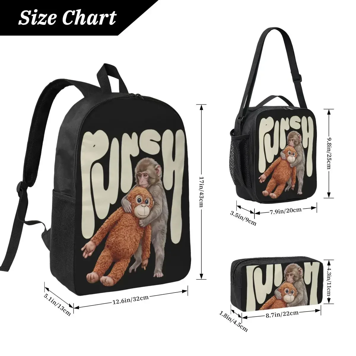Custom Bag Monkey Team Punch Vintage The Monkey Backpack Set For Children Pencil Boxes Bookbag Sets With Lunch Box For Students