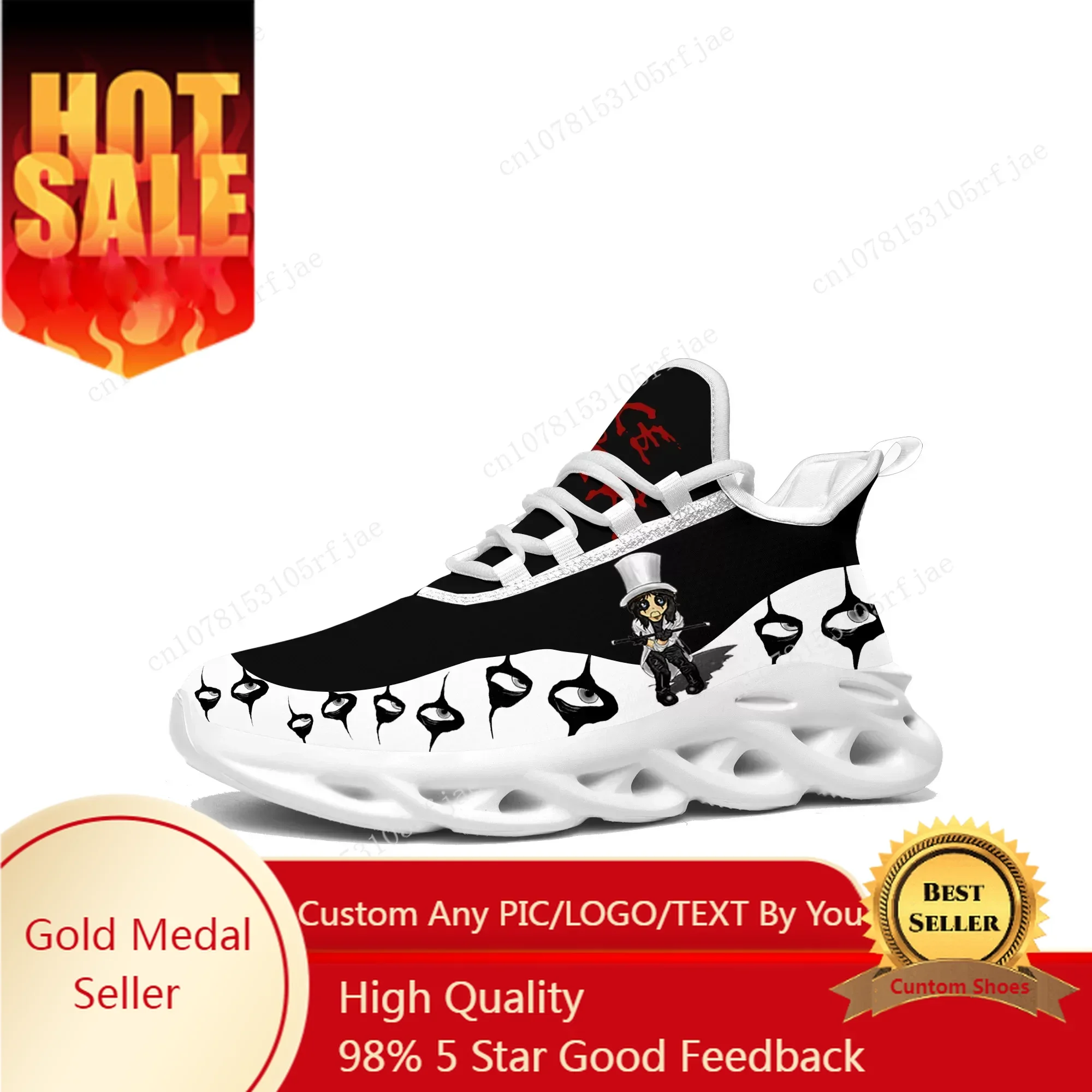 

Alice Cooper Flats Sneakers Mens Womens Rock Singer Pop Sports Running Shoe Sneaker Lace Up Mesh Footwear Tailor-made Shoe White
