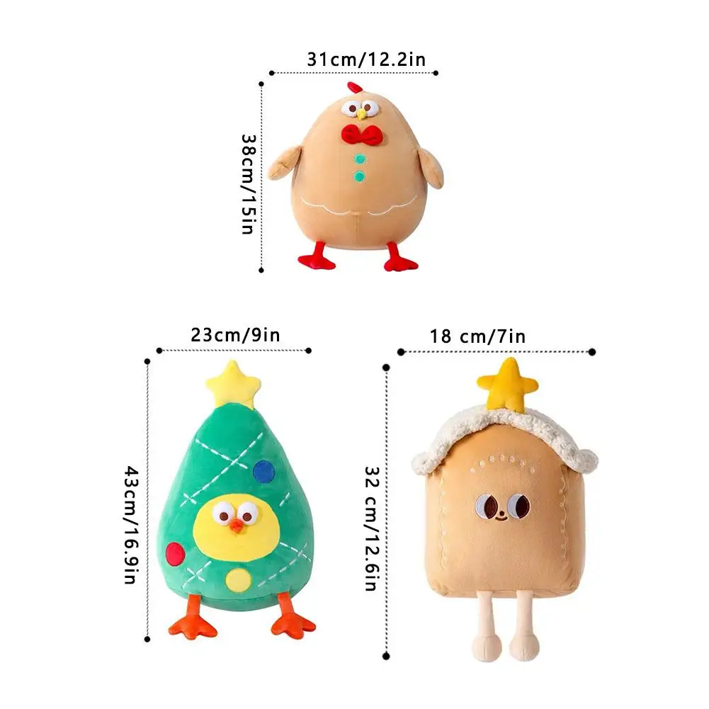Świąteczny dom śnieżny / drzewo / kurczak z piernika Pluszowa zabawka Atmosfera Świąteczna dekoracja świąteczna Miękka poduszka Kreskówkowa lalka zwierzęca