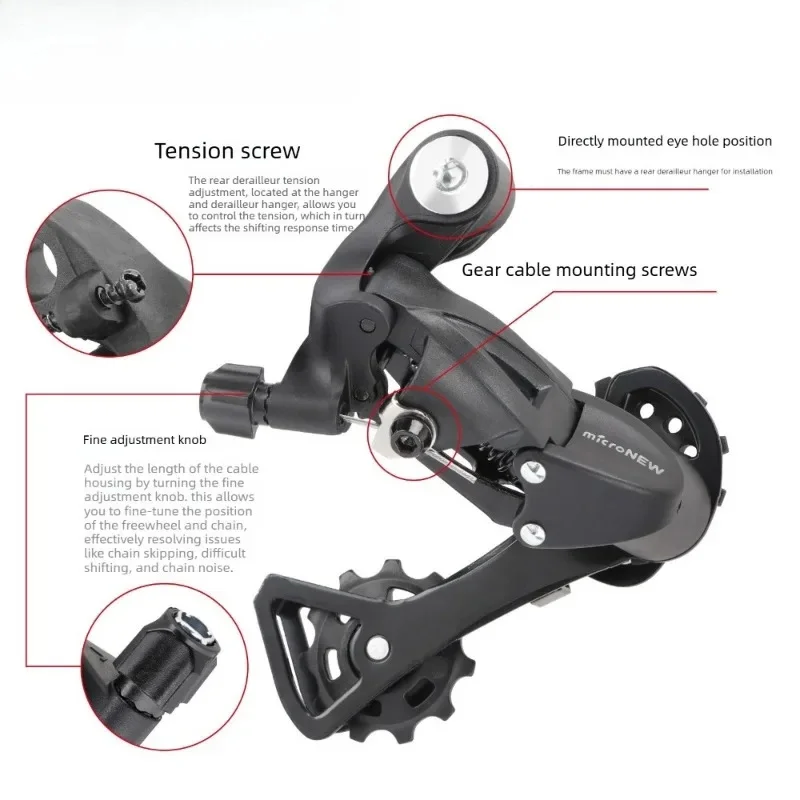 Mountain Bike Derailleur Groupset 7 8 9 10 11 Speed Rear Derailleur Shift Lever Complete Bicycle Transmission Conversion Kit Cyc