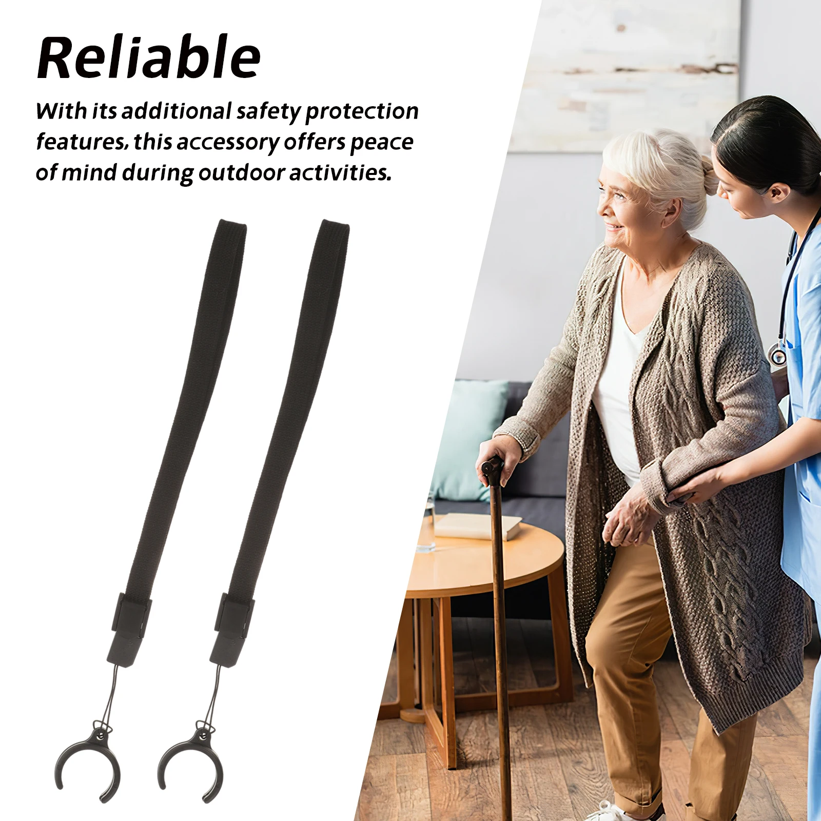

2Pcs Cane Wrist Strap Comfortable Soft Adjustable Buckle Anti Lost Strap for Walking Stick Durable Reusable Cane Holder Wrist