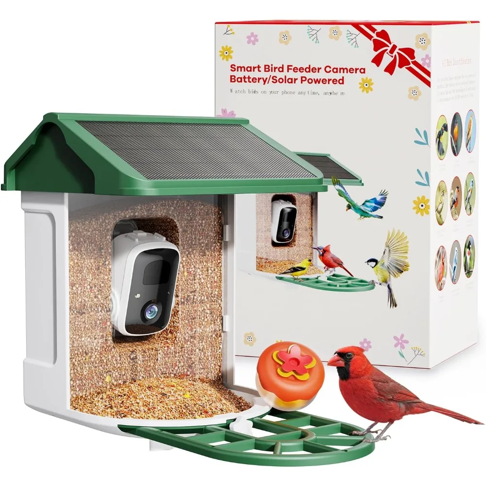 

Solar Powered Smart AI Bird Feeder with 2K Camera Live Video Bird Identification Alerts Hummingbird Feeder Outdoor 2L