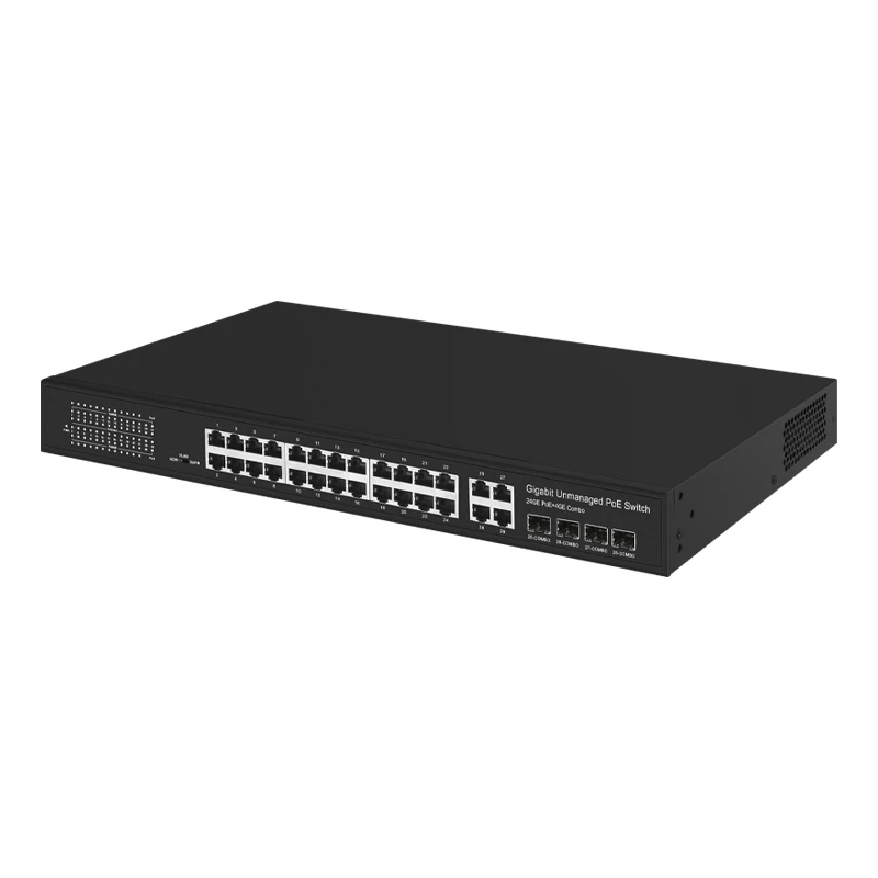 JT-COM 28 Port Switch Ethernet Industrial 1000M BT POE Switch 4*1000M TP/SFP Combo ports and 24*100/1000M PoE ports