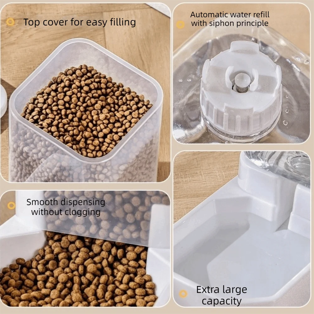 

Transparent Automatic Cat Feeder Large Capacity Detachable Dog Water Dispenser No-Spill Pet Feeding Drinking Set Travel Use