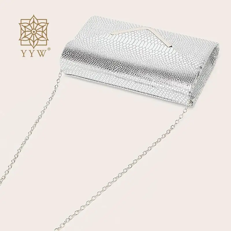 Schlangen muster Umschlag Clutch Handtasche Gold Silber Damen Kette Umhängetaschen weibliche Hochzeits feier Kupplungen Mini Messenger Geldbörse