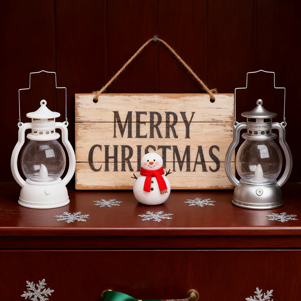 1pc Hanging Candle Lantern, Retro Oil Lamp  Battery Operated Lantern Light for Halloween Christmas Decor