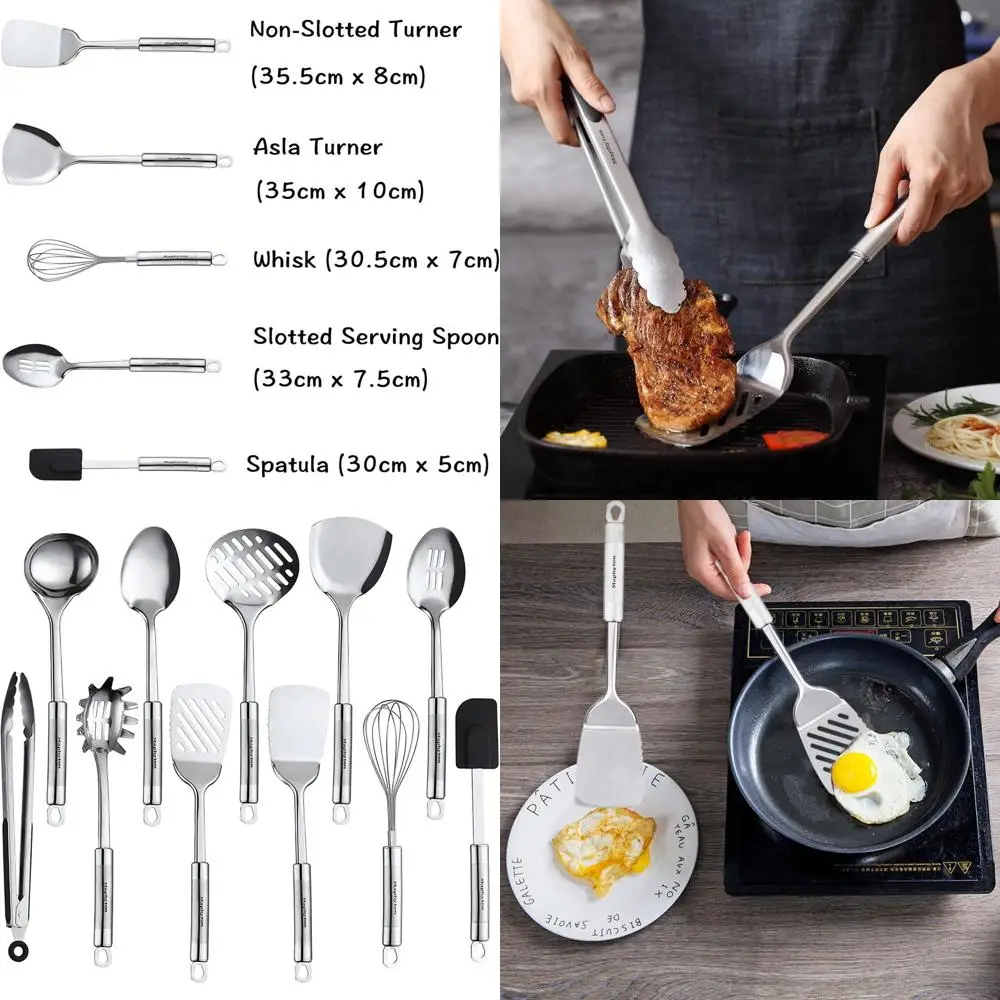 

Набор кухонной утвари из нержавеющей стали, 11 предметов, с антипригарными гаджетами и лопаткой