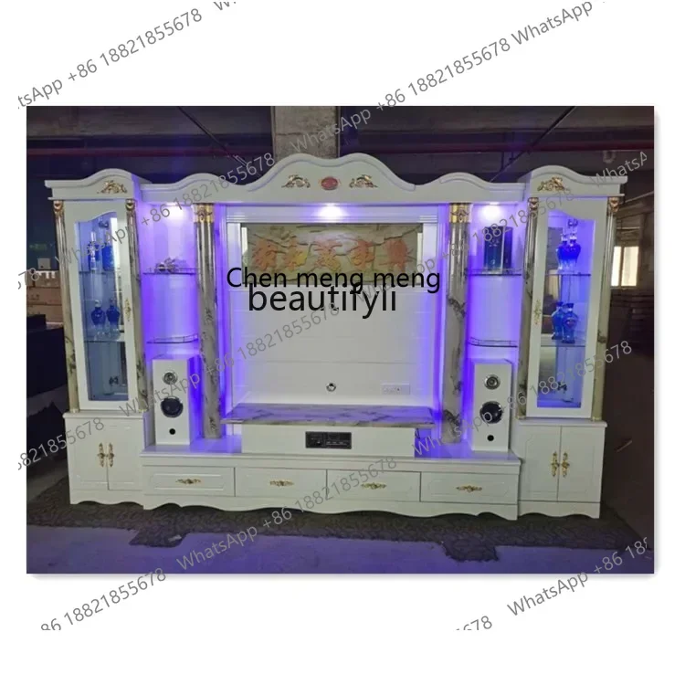 D178   Modern simple overall combination with audio wine cabinet Chinese style marble living room TV cabinet