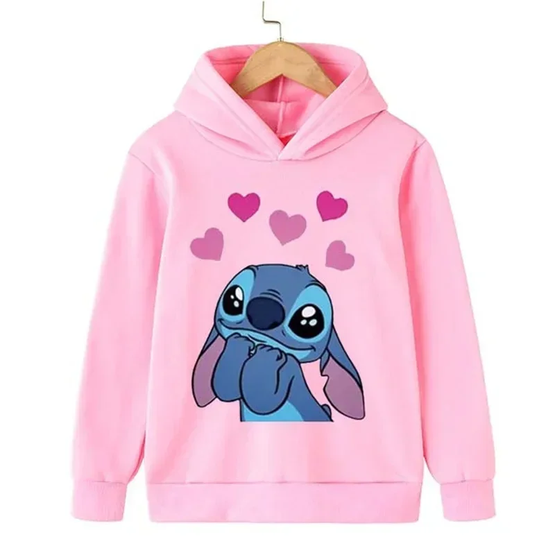 Kawaii Lilo Stitch Hoodie Kids Clothes Girls Clothing Fashion Baby Boys Clothes Autumn Warm Stitch Sweatshirt Children Pullover