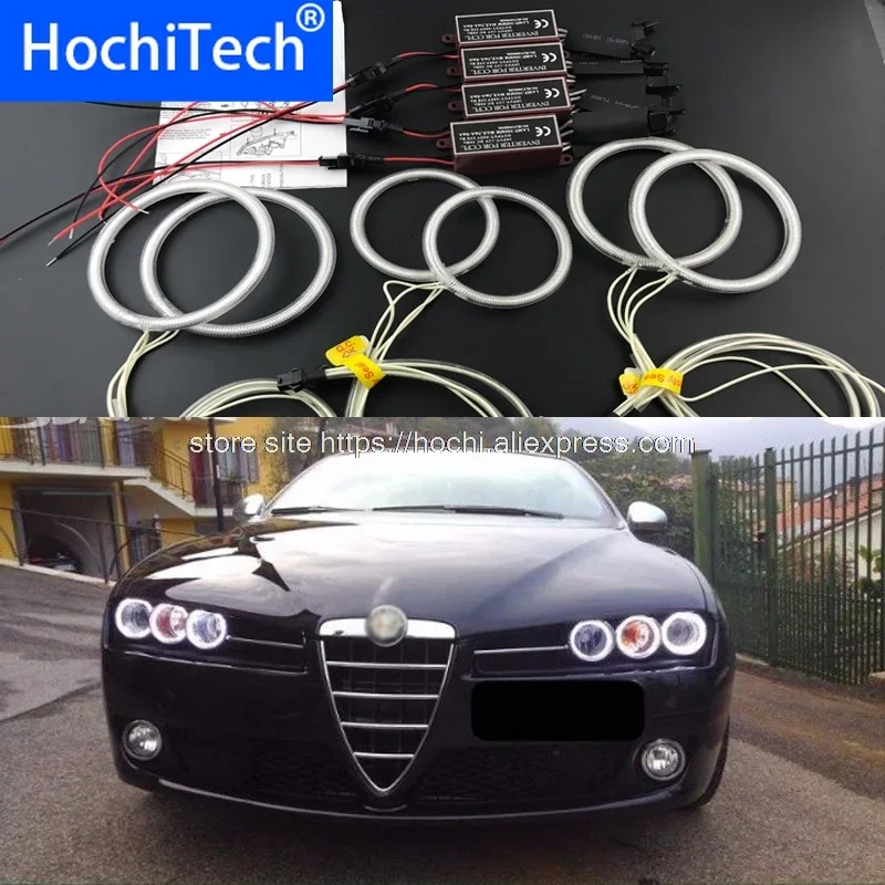 

For Alfa Romeo 159 2005-2011 HochiTech WHITE 6000K CCFL Headlight Angel Demon Eyes Kit Angel Eyes Light