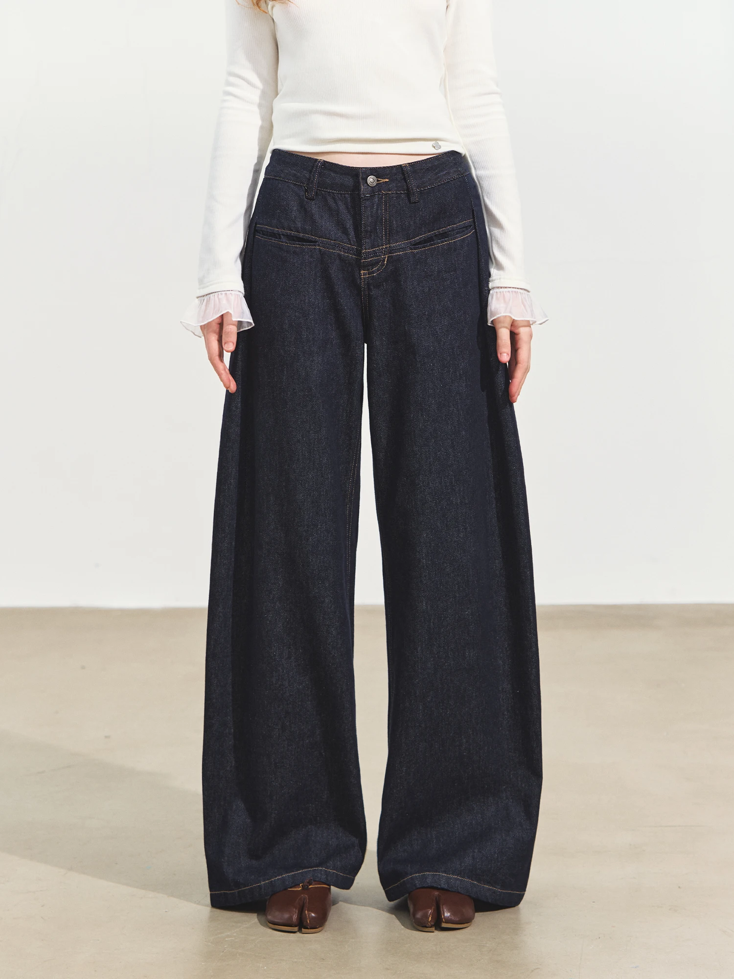 

Джинсы-бананы SOMESOWE Original Color из денима с плиссировкой, повседневные, с завышенной талией, из хлопка, свободного кроя, женские