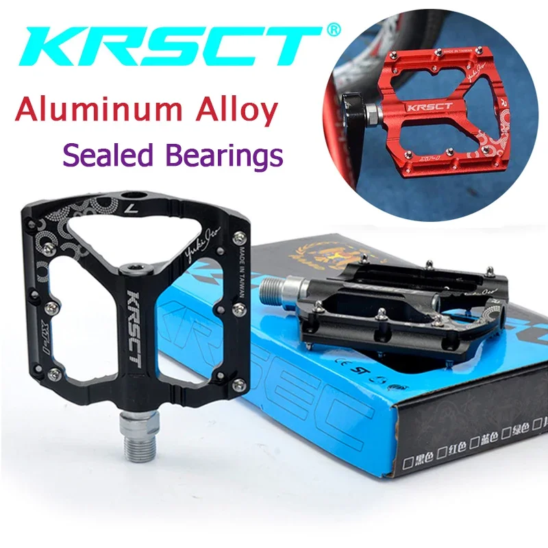 KRSEC MTB Bike Pedal DU Bicycle Flat Pedal DU CNC Aluminum Alloy Bicycle Pedal Anti-slip Road Mountain Cycling Parts