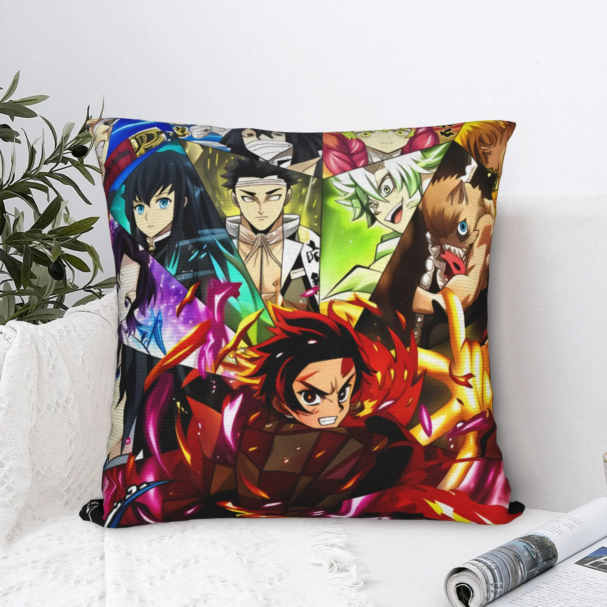 Tanjiro Kamado Demon Slayer Nezuko Kamado  Throw Pillow Case Sofa Zenitsu Agatsuma Nordic Cushion Cover Square Pillowcase