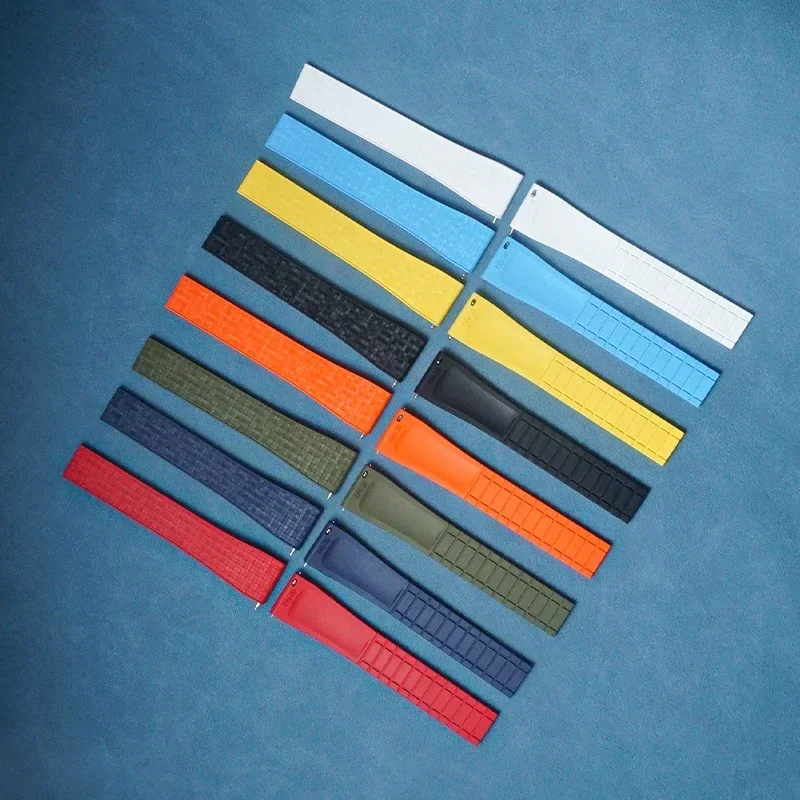 CTS Fluororubber Watch Strap 20mm 22mm For Patek Philippe Seiko Quick Release Spring Buckle Watch Bands FKM Strap For Cut To Siz