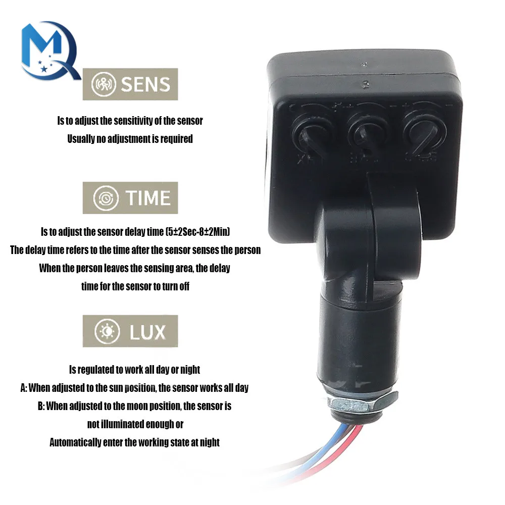 85-265V sensore di movimento regolabile PIR interruttore ultrasottile luce di inondazione LED PIR impermeabile sensore di movimento all\'aperto