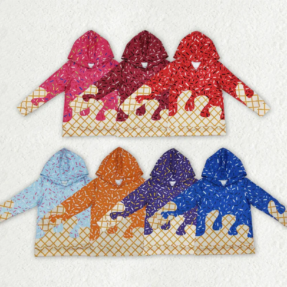 

New 7 Colors Sibling Baby Kids Long Sleeves Team Sprinkles Drips Hoodies Wholesale Boutique Children Outfit Children Long Shirt
