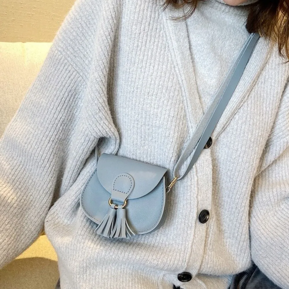 

Новая милая детская сумка через плечо из искусственной кожи, регулируемая, мини-размер, с кисточками, кошелек для монет, сумка-мессенджер для принцесс, на день рождения