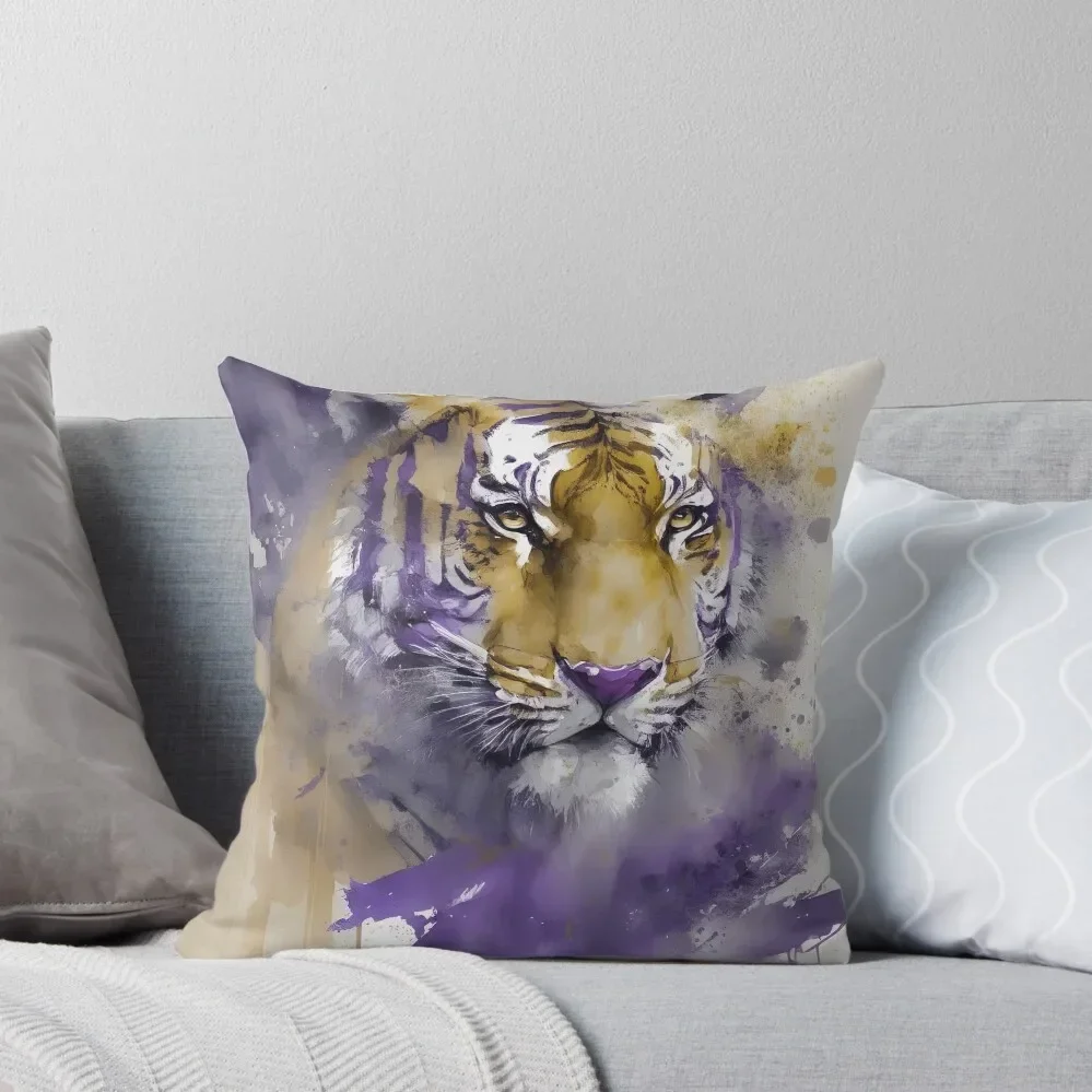 Abstract Purple and Gold Tiger Throw Pillow Pillowcases Cushion Covers Sofa Luxury Pillow Case pillow