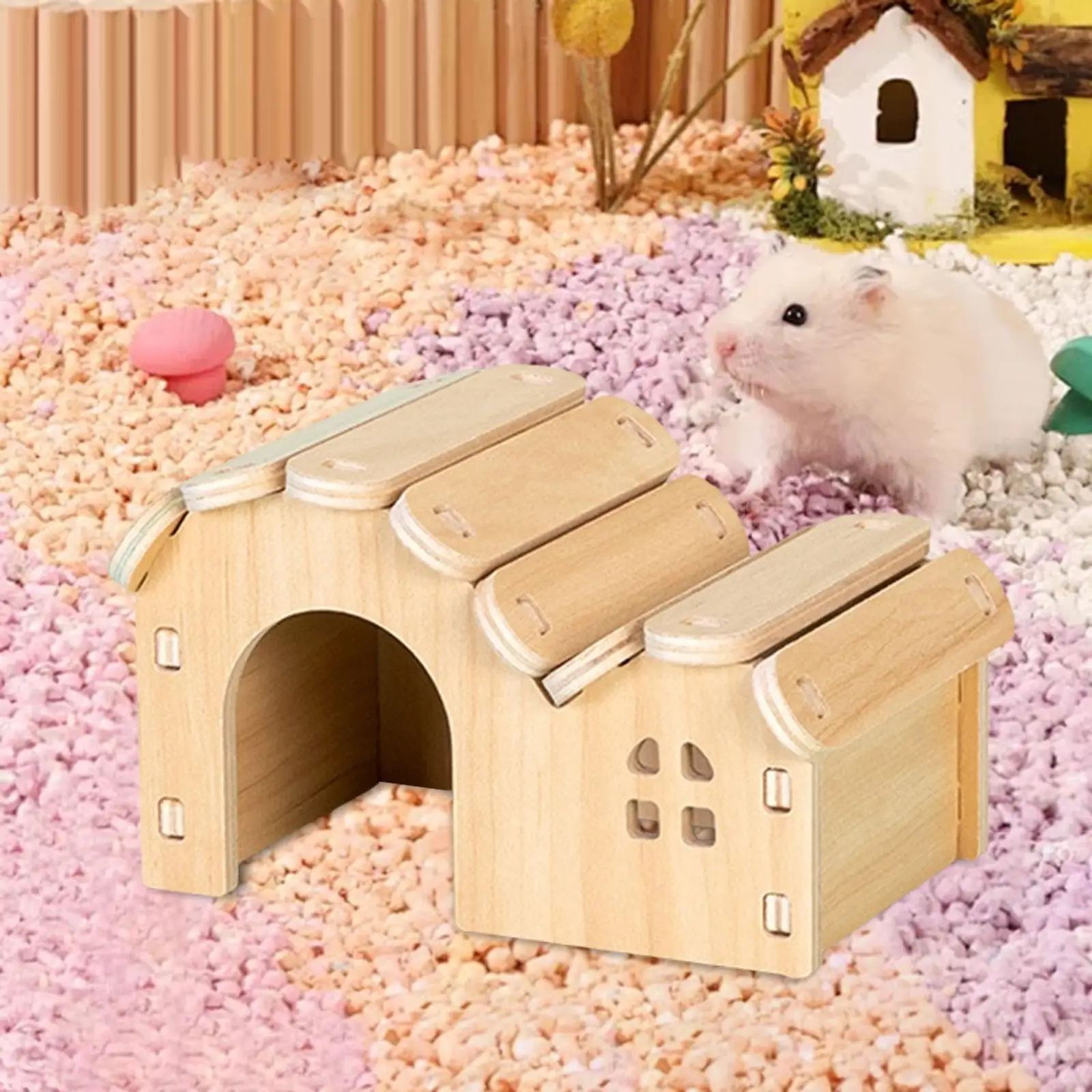 Casa de madera para hámsteres – Refugio duradero para jaula - imagen 2