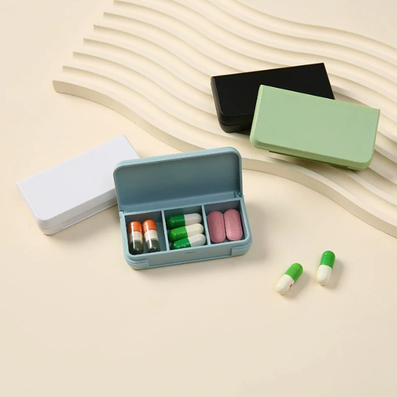 

Portable Mini Travel Pill Organizer Cute Compact Medicine Storage Box Three Grids for On-the-Go Drug Boxes And Pill Cases