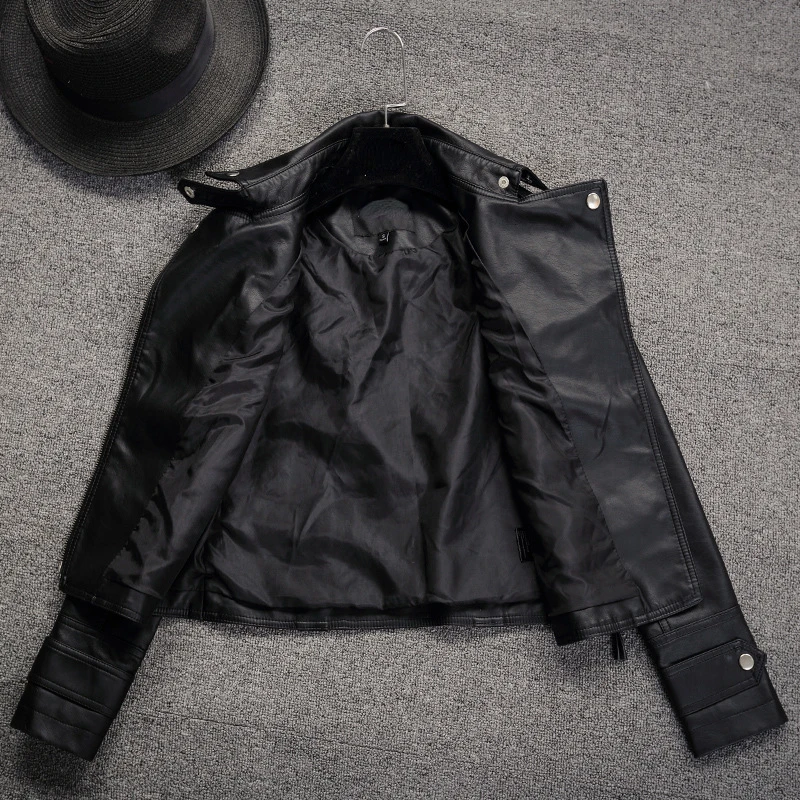 Leather Jacket Women PU Jacket Fashion Black Short Coat Autumn Slim Lapel Motorcycle Tops Casual Faux Fur Coat Jackets for Women