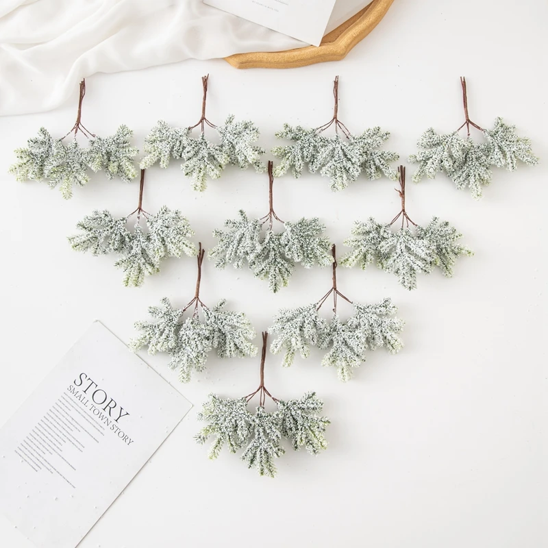 1/3 قطعة نباتات اصطناعية فرع ذهبي مزيف مع الصقيع شجرة عيد الميلاد ملحق المنزل الجدار الشنق الزفاف الديكور سجل القصاصات