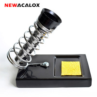 NEWACALOX Repair Tool Soldering Iron Stand Holder Support Station Metal Steel Plate Base with Cleaning  Sponge Soldering Tool