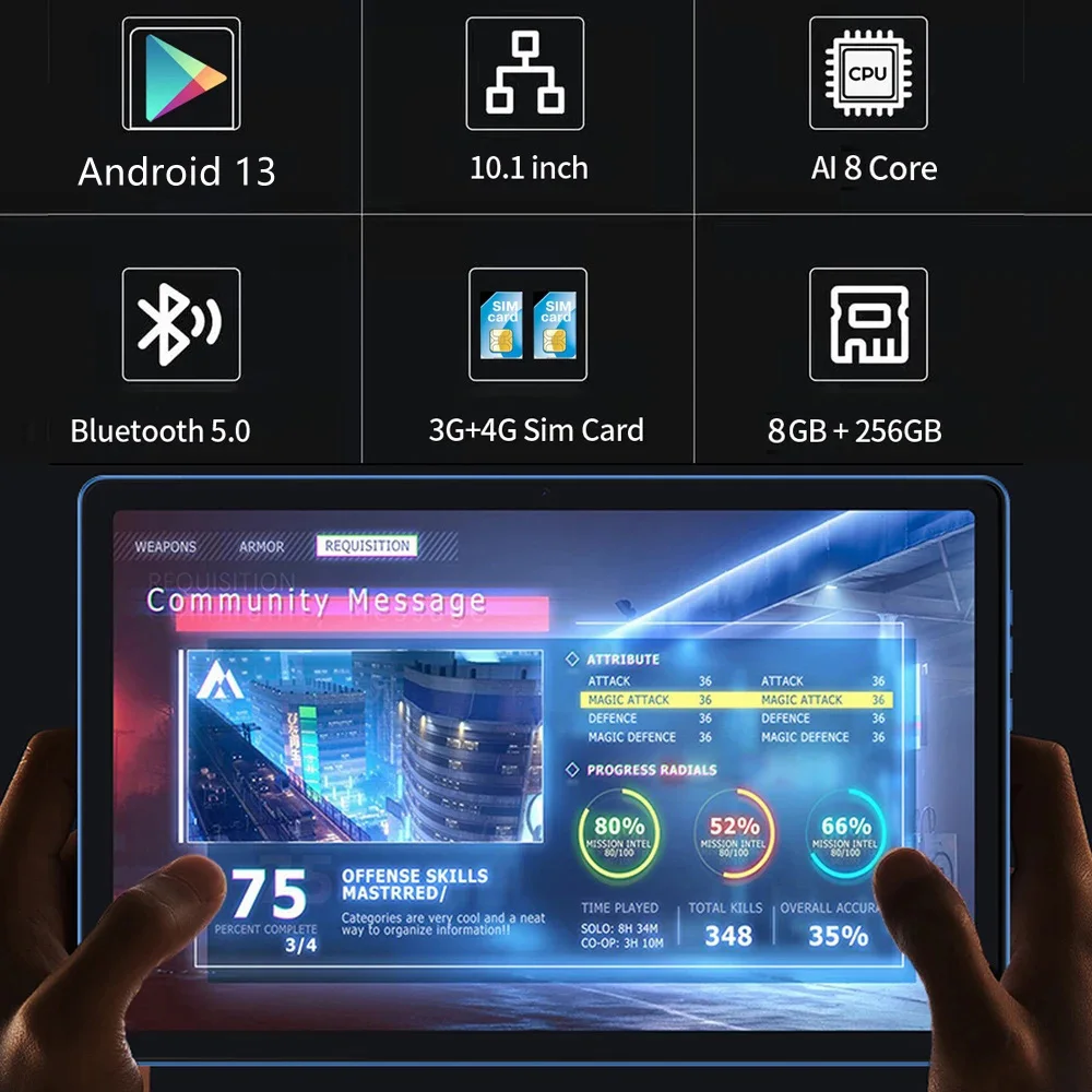 BDF-Y7 新型5Gパッド 10.1インチタブレット オクタコア 8GB+256GB ROM HDディスプレイ デュアルSIM デュアルカメラ タブレットPC キーボードとマウス付き