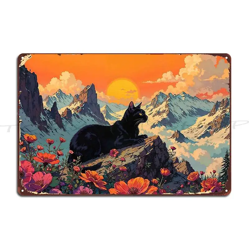 Black Cat Metal Plaque Poster Garage Funny Pub Cave Personalized Tin Sign Poster