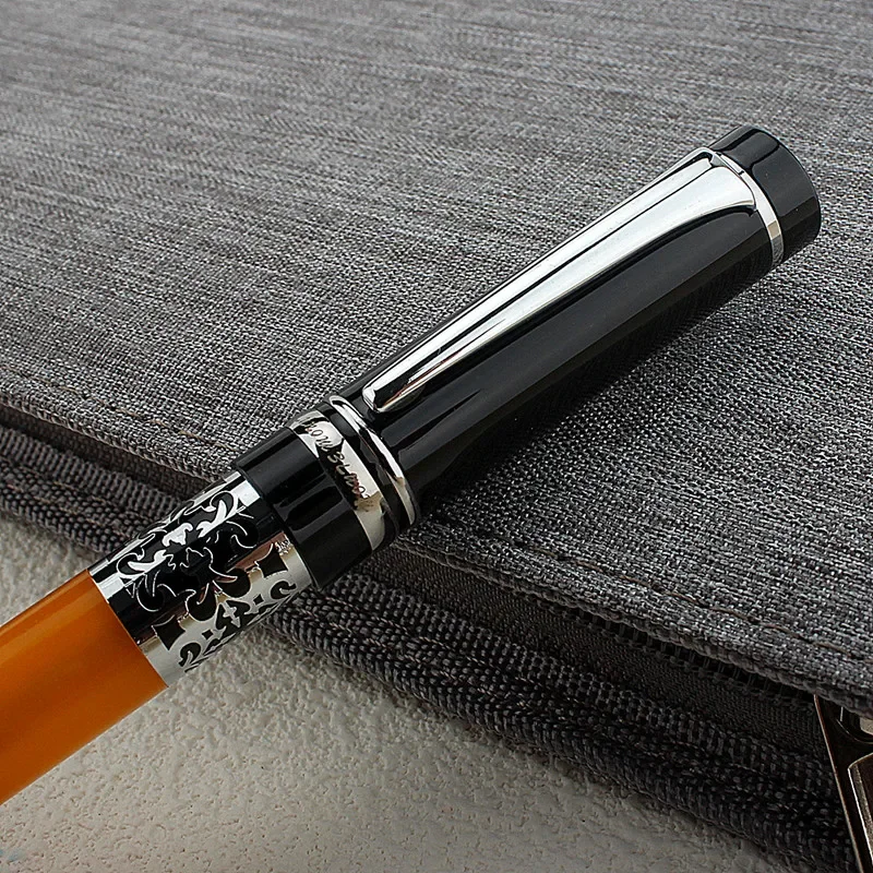 Metal Ballpoint Pen, Retractable Signature Pen Acrylic Housing Black Ink Medium Point 0.7mm